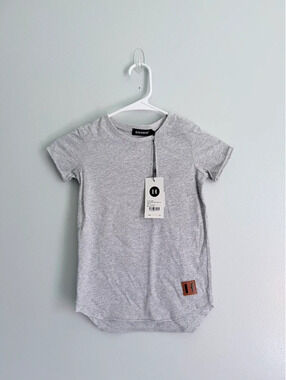 Beau Hudson Grey Raw Edge Tee NWT Size 4 Minimalist !!